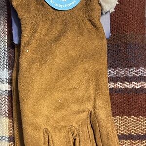 Isotoner Cognac Gloves with White Trim